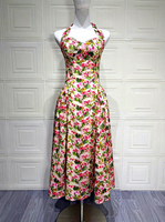 Robe d'été chic personnalisée à imprimé floral, dos nu, sans manches, col halter, coupe ajustée, sexy, pour les fêtes et les vacances, pour femmes