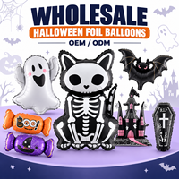 Ballons en aluminium en gros, motifs Tête de mort et Citrouille, CE/EN71/BSCI/CPC, OEM/ODM pour Fournitures de Fête d'Halloween