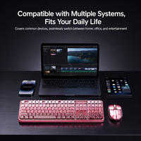 Clavier et souris sans fil MOFii Crystal Arc Translucent Double Layer Keycaps 105 touches ergonomiques 2.4G silencieux pour ordinateur portable