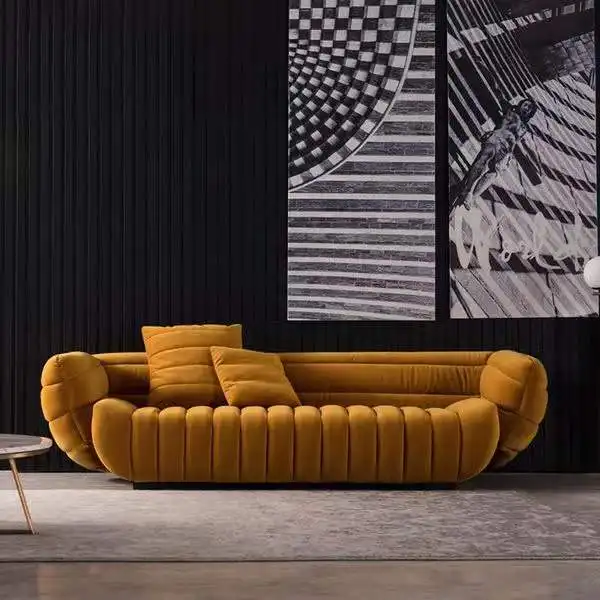 Canapé convertible en velours jaune à 3 places, meuble de salon, haut de gamme, moderne, pour la maison, noir