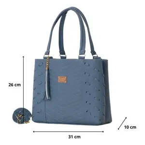 Bolso de Mano Azul para Mujer Fana Cristina M3875, Forma de Almohada, Forro de Satén, Decoración con Borlas, Uso Diario - Product Image 1