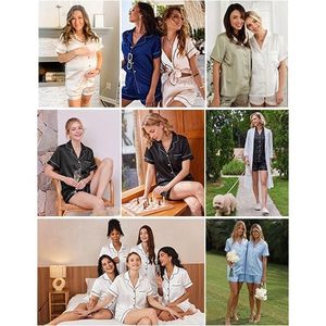 Ensemble de pyjamas en satin pour femmes, 2 pièces, manches courtes, boutonné, vêtements de nuit doux et soyeux, vêtements de détente confortables, vêtements de nuit, tailles S-XXL - Product Image 5