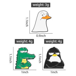 Pin de Esmalte con Expresiones de Animales Arrogantes e Impacientes, Divertido Broche de Gaviota con la Frente Fruncida y Brazos Cruzados, Broche de Cocodrilo, Insignia para Bolsa o Solapa, Joyería, Regalo - Product Image 6