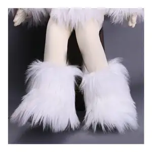 Botas de neve para crianças, botas infantis fuzzy, de pelo real, para crianças