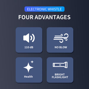 屋外用電気ホイッスル 2トーン ハンドホイッスル ランヤード付き 多機能 スポーツ アウトドア キャンプ 審判 コーチ用 - Product Image 5