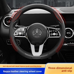 Funda de Cuero Nappa Premium <span class=keywords><strong>para</strong></span> <span class=keywords><strong>Volante</strong></span> de Coche, Antideslizante, Transpirable, 38cm, Universal, Directo de Fábrica - Product Image 3