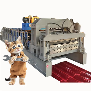 Double Layer Roofing <b>Sheet</b> Making Machine Double Layers Roll Making Machine Metal Double Layer Roof <b>Tile</b> Making Machine - Product Image 1