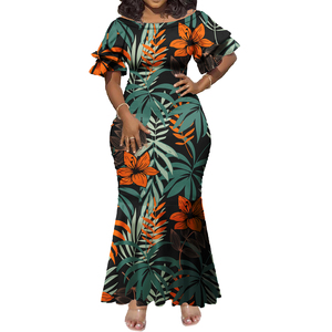 Vestido de manga corta con cuello redondo, vestido largo informal de arte de la isla del Pacífico, vestido de Club personalizado con diseñ<span class=keywords><strong>o</strong></span> Tribal <span class=keywords><strong>Elei</strong></span> polinesio para mujer - Product Image 6