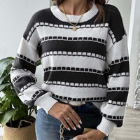 Pull à manches longues pour moto, style minimaliste, à rayures contrastées, en tricot déchiré, avec doublure en laine de coton et élasthanne, et fourrure de cerf