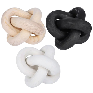 Moderna Cadena de Madera de 3 Eslabones, Tallada a Mano, con Nudos de Madera Natural Blanca y Negra, Adorno para el Hogar, Decoración para Mesa de Centro - Product Image 1