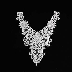 Wholesale Water Soluble Africa <strong>Lace</strong> Collar <strong>Lace</strong> <strong>Appliques</strong> with Beads/ Sequin for DIY Decoration - Product Image 2