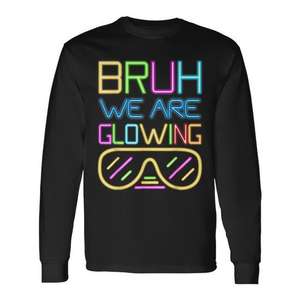 T-shirt à manches longues avec art abstrait néon brillant, col rond, imprimé numérique, unisexe pour adultes - Product Image 1