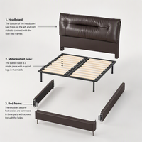 Lit King Size Luxe en Cuir Véritable avec Tête de Lit en Bois, Confortable et Doux, Style Nuage, Offre Spéciale