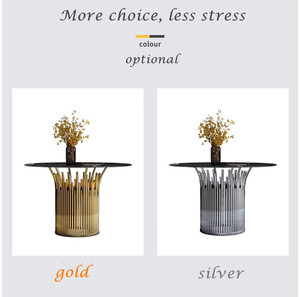 <span class=keywords><strong>Nero</strong></span> rotonda in <span class=keywords><strong>vetro</strong></span> temperato <span class=keywords><strong>tavolo</strong></span> da pranzo con oro argento base in acciaio inox per la casa albergo ristorante sala da pranzo - Product Image 6