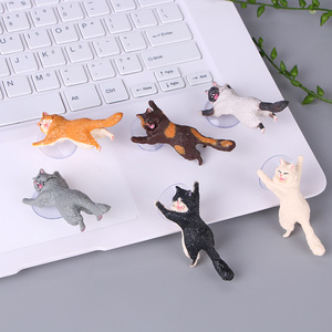 2024 estatuilla de gato en miniatura diseño de ventosa soporte de teléfono mini Jardín de hadas estatua de dibujos animados artesanía <span class=keywords><strong>hogar</strong></span> coche regalo decorativo - Product Image 4