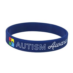 สร้อยข้อมือการให้ความรู้ออทิสติกคําเตือนทางการแพทย์ที่เต็มไปด้วยหมึกเนื้อหลากสีพร้อมสายรัดข้อมือกีฬาซิลิโคนสีสันสดใส - Product Image 6