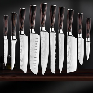 Cuchillo de <span class=keywords><strong>Chef</strong></span> de Acero Damasco con Patrón Láser, Mango de Madera, Diseño Ambidiestro, Estilo Moderno, Afilado, de Buena Calidad, Directo de Fábrica - Product Image 2