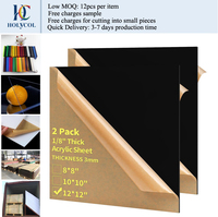 Plaque en acrylique noir opaque épaisse de 3 mm (1/25'', 1/14'', 1/12'', 1/8'') – Panneau en PMMA, feuille de verre coulé 100 % vierge – Lot de 10 pièces