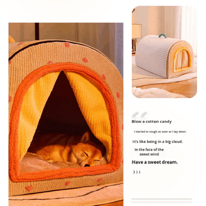 Ganzjährig Nutzbare Moderne Modische Abnehmbare Waschbare Umweltfreundliche Schwamm-Hundebetten Katzenbetten Große Geschlossene Warme Hausförmige Hütte - Product Image 6