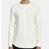 LMY033 Chemise thermique à manches longues pour homme, tricot gaufré, ourlet arrondi