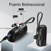 Mini Batería Externa 2 en 1 de Alta Capacidad, 5000mAh, con Enchufe Integrado, Batería de Litio-Polímero, Entrada Tipo-C, Enchufe Universal, Carga Rápida