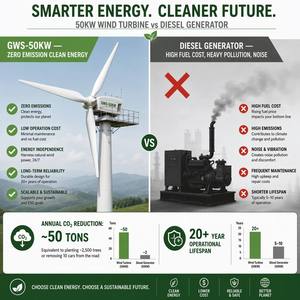 Éolienne 50KW GWS-50000W à rotor <span class=keywords><strong>de</strong></span> 15,5m, entraînement direct PMSG, 380V 480V pour station <span class=keywords><strong>de</strong></span> traitement des eaux et <span class=keywords><strong>pompage</strong></span> d'irrigation - Product Image 2