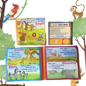 Libro de Tela de Animales Salvajes para Niños |   Libro de aprendizaje sobre animales de la selva y el safari |   Actividad de identificación y reconocimiento de animales - Product Image 5