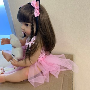 Muñeca Bebé <span class=keywords><strong>Reborn</strong></span> NPK Original de 55 cm, Niña Pequeña, Princesa Rosa, Juguete de Baño, Muñeca de Silicona de Cuerpo Completo <span class=keywords><strong>Muy</strong></span> Suave - Product Image 4