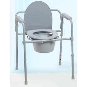 Shower Commode <b>Chair</b> With Backrest Portable Aluminum Commode Toilet <b>Chairs</b> With Bucket For Elderly - Product Image 4