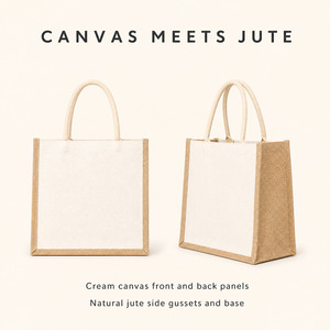 Custom Retro Linen Cotton Rope Tote Bags with Logo Heat Transfer Printed Brushed Finish Portable <b>Small</b> Size Jute <b>Gift</b> Bags - Product Image 5