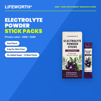 LIFEWORTH Acai Elektrolytenpoeder voor Dagelijkse Hydratatie, Uithoudingsvermogen en Herstel 5,4g 12 Pakjes