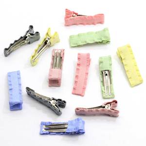 100 pièces Épingles à <span class=keywords><strong>cheveux</strong></span> en tissu, colorées, plates, vierges, à une seule pointe, à dents d'alligator, barrettes pour la fabrication de bijoux DIY - Product Image 2