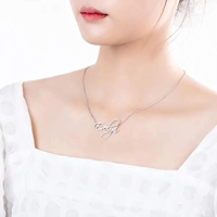 Bijoux personnalisés en argent sterling 925 plaqué nom plaque signalétique collier ras du cou