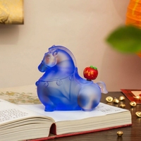ArtFamily Sculpture de cheval en verre coulé fait main, thème animal, personnalisable, statue d'art ancien, décoration Jiangsu, Nouveauté de Noël
