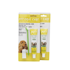 Ensemble de soins dentaires pour chien portable 3 en 1 Brosse à dents en plastique facile à utiliser avec du caoutchouc souple et du dentifrice - Product Image 1