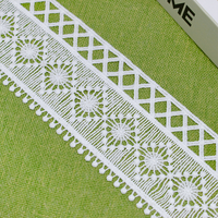 Ruban de dentelle blanc en soie de lait écologique de haute qualité avec broderie florale, idéal pour la confection artisanale et la décoration de mariage