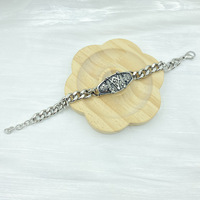 Bracelet pour homme en acier inoxydable style hip-hop avec chaîne à maillons et nœud celtique, symbole religieux chrétien en forme de cœur, idéal pour un cadeau