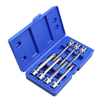 Juego de 7 Puntas de Atornillar Torx Extra Largas de 3/8 Pulgadas, de Acero, de 3-10 mm, para Reparaciones Automotrices en Orificios Profundos, Herramienta Mecánica Profesional