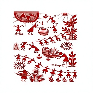 Pintura Metálica Colorida Hecha a Mano en 3D con Diseño Folclórico de Bihar Madhubani de Jharkhand para Decoración de Sala de Estar - Product Image 1