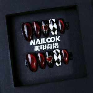 10/24 pièces <span class=keywords><strong>Faux</strong></span> ongles complets en acrylique pur, faits main, de haute qualité, œil de chat rouge, originaux, réutilisables, pour usage professionnel, vente en gros - Product Image 3