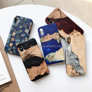 Linkwood benzersiz ahşap burl reçine telefon kılıfı Apple iphone'lar için uyumlu marka, moda telefon kılıfı s lüks Sparkle Bling LK