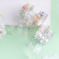 5 rouleaux Floral Washi Tape Set PET Fleurs décoratives Rubans de masquage transparents pour bricolage artisanat, journaux, planificateurs, emballage