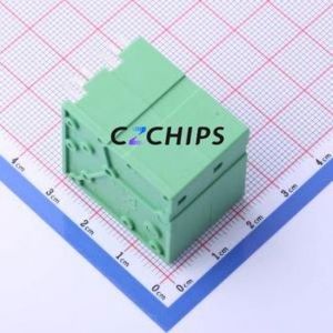 JL271R-10002G01 Spring Terminal Block Bent Lead Through Hole,P=10mm Connector 1x2P 10mm Green Right Angle Insert - Product Image 2