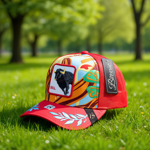 Cappello Trucker Bornie a 6 Pannelli con Rete e Ricamo a Forma di Toro, Unisex, Casual, per Primavera ed Estate - Product Image 2