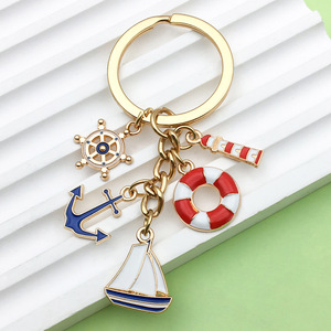 Marinaio portachiavi in lega di moda Vintage da uomo ancora salvagente barca a vela impermeabile ciondolo auto regalo per lui - Product Image 1