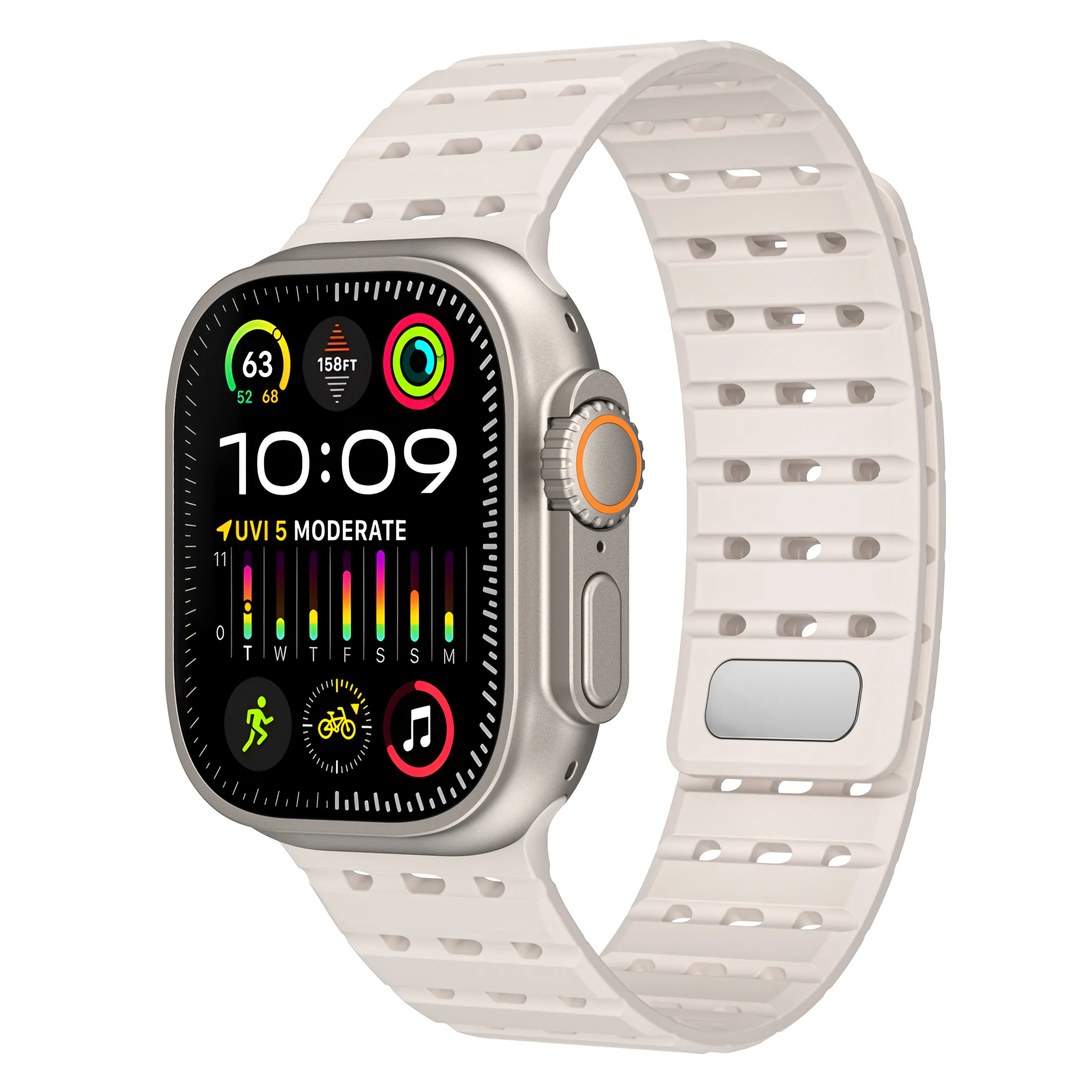 Dubbele Kleur Stijl Magnetische Siliconen Gaten Horlogeband Voor Apple 38/40/41 42/44/45/49Mm Smartwatch Band Voor Samsung 20 22Mm