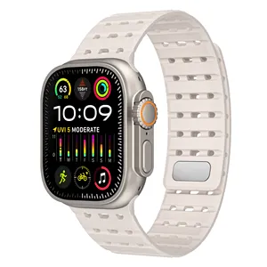 Bracelet de montre en silicone magnétique à trous bicolores pour Apple 38/40/41 42/44/45/49mm Bracelet Smartwatch pour Samsung 20 22mm