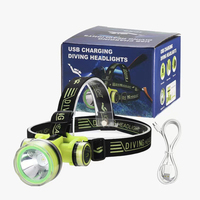 Lampe frontale étanche IPX8 pour la pêche, rechargeable Type-C, lampe de mineur, lampe de cyclisme, lampe frontale LED pour camping et plongée en extérieur