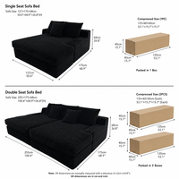 OEM ODM Stilvolles Samt-Kompressionssofa Hochdichter Schwamm Modulares Schlafsofa Vakuumkomprimiert Übergroßes Schwarzes Modernes Sofa Couch
