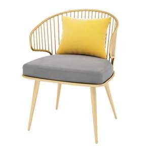 Ghế ăn sắt kiểu Bắc Âu, ghế thư giãn nhà hàng khách sạn, ghế lưng cong có đệm nhung, lưng rỗng - Product Image 3